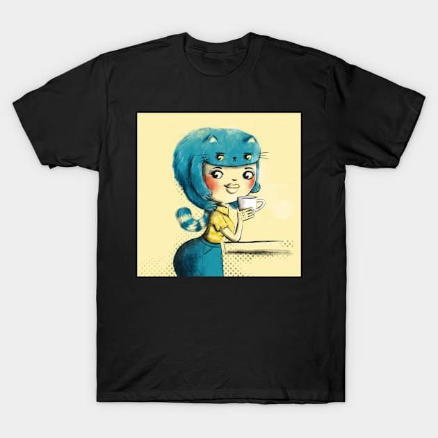 Blue hairCat T-Shirt by monikasuska